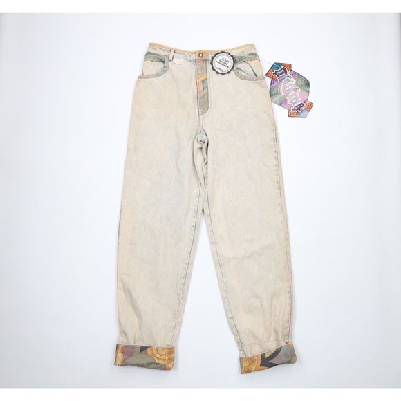 Vintage Other - NOS Vtg 90s Streetwear Mens 32x36 Stonewashed Rainbow Baggy Fit Flip Cuff Jeans